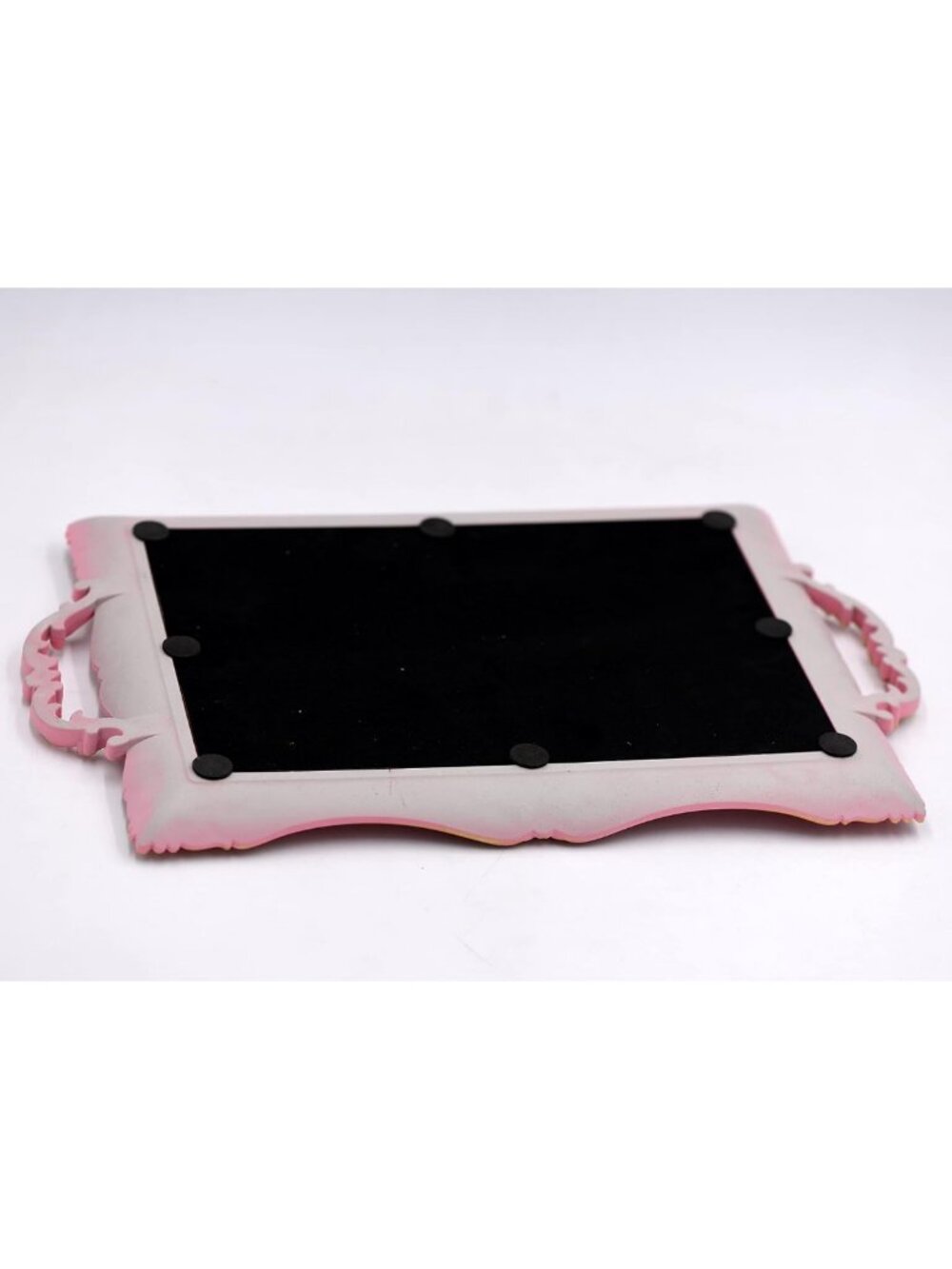 Vintage Pink Framed Square Mirror Tray - Jewelry & Cosmetics Organizer - Picture 5 of 5
